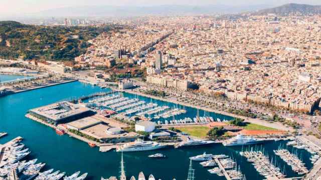 Imagen del Port Vell de Barcelona, con la Marina y el Imax y Aquàrium en primer plano / Cedida