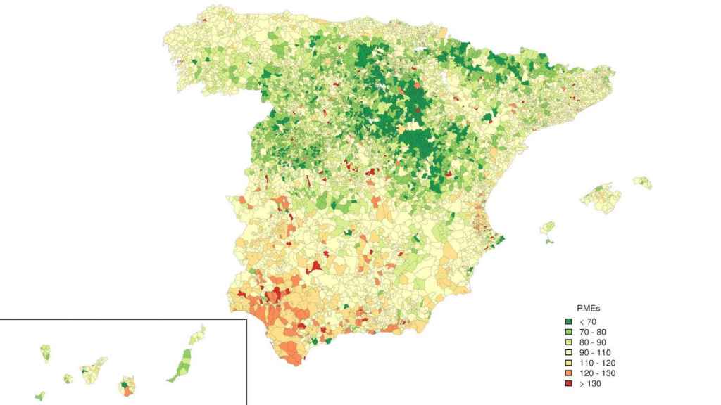 Mapa general del estudio que incluye todas las causas de muerte y ambos sexos / ATLAS NACIONAL DE MORTALIDAD