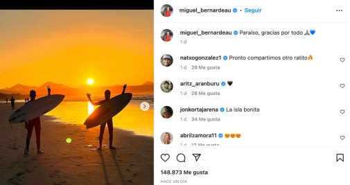 Publicación de Miguel Bernardeau en Instagram / @miguel_bernardeau