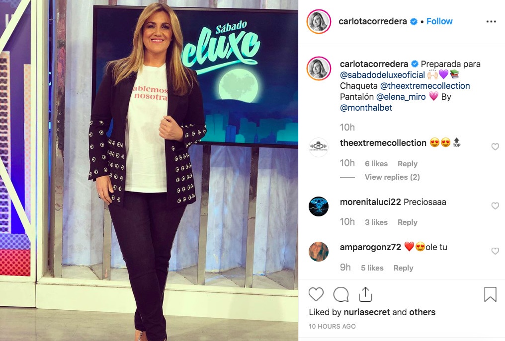 Carlota Corredera antes de su entrevista en 'Sábado Deluxe' / INSTAGRAM