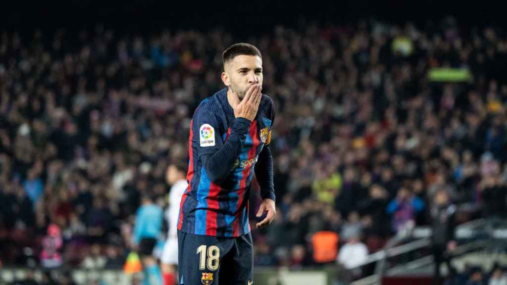 Jordi Alba celebra un gol contra el sevilla / Luis Miguel Añón (CG)