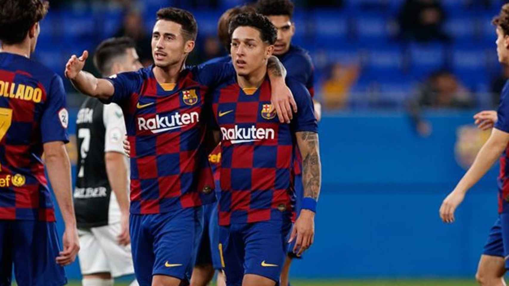 Guillem Jaime y Kike Saverio, en un partido del Barça B / FCB