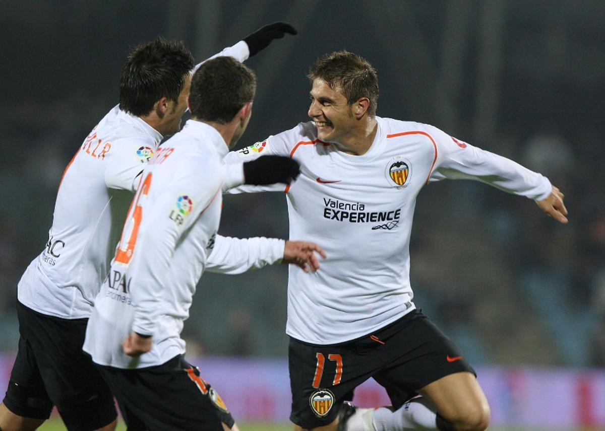 Joaquín celebrando un gol con el Valencia / Redes