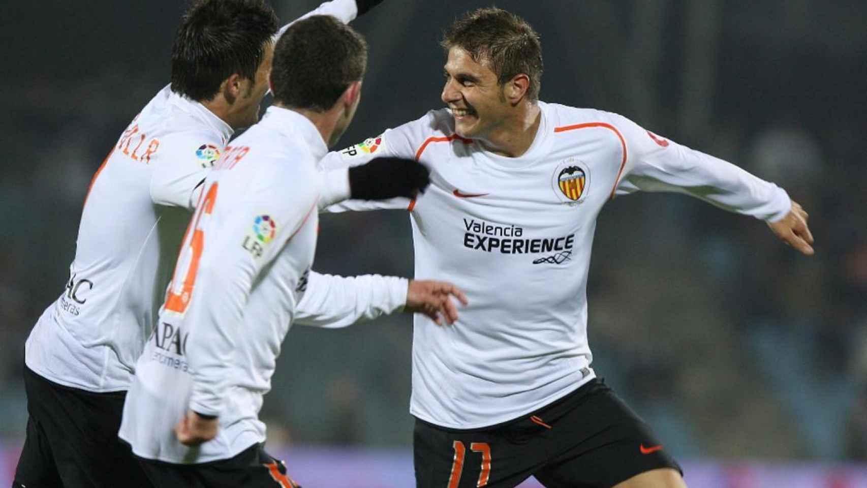 Joaquín celebrando un gol con el Valencia / Redes