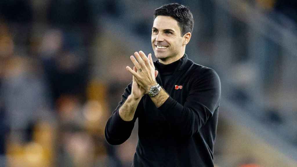 Mikel Arteta, sonriente, durante un partido del Arsenal / EFE