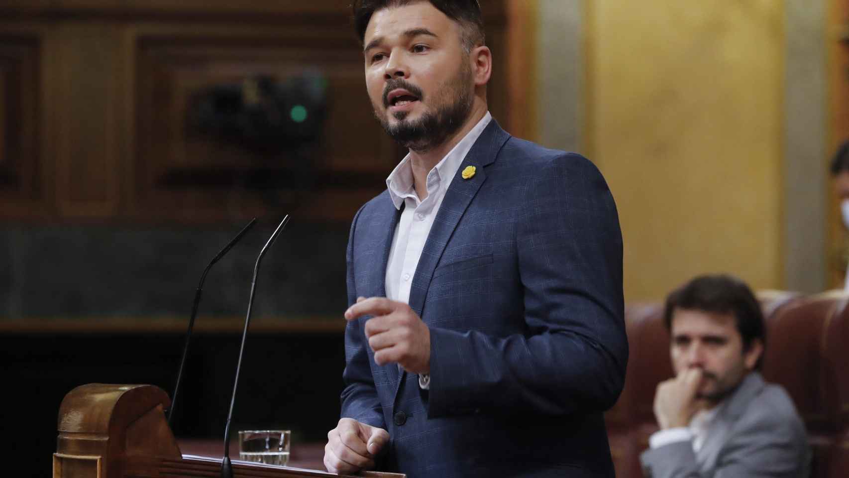 El diputado de Esquerra, Gabriel Rufián, durante su intervención en el Congreso / EP