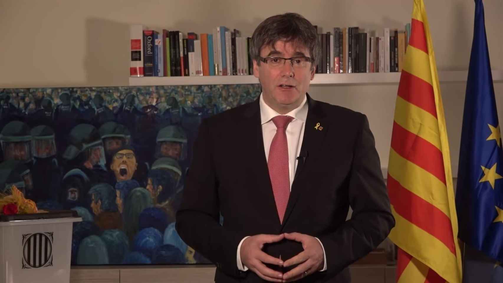 Carles Puigdemont en una de sus intervenciones desde Waterloo / EUROPA PRESS