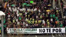 Manifestación en favor de la inmersión en los proyectos lingüísticos de los centros escolares que oculta el Govern, lo que según el Parlament, vulnera el derecho a la información / CG