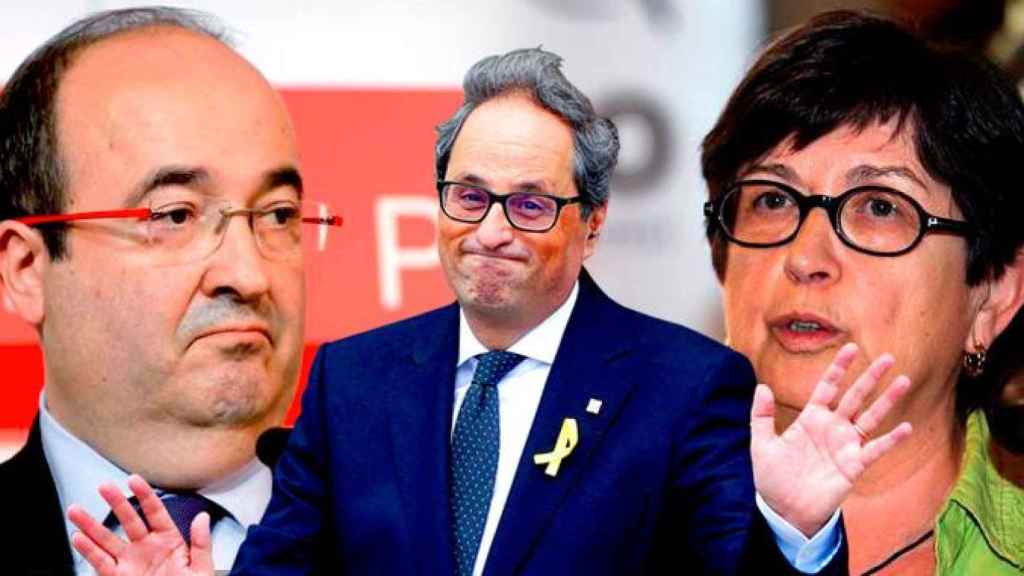 Miquel Iceta y Teresa Cunillera, con el presidente Quim Torra de fondo /CG