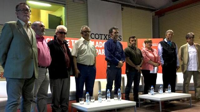 Matías Carnero, presidente de UGT de Cataluña (3 derecha), en el debate del papel de los sindicatos ante el 'procés' organizado por Societat Civil Catalana / CG