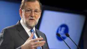 Mariano Rajoy durante la rueda de prensa que ha ofrecido hoy en Bruselas / EFE