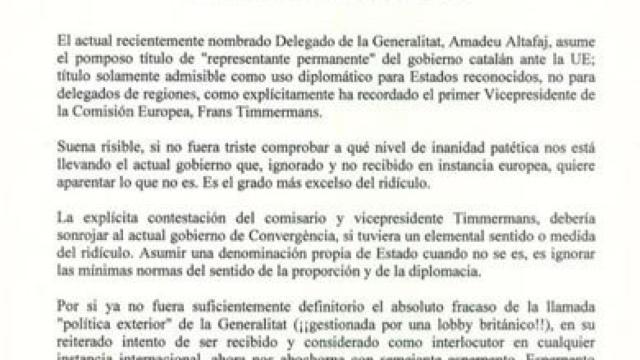 Carta abierta de Javier Nart a Amadeu Altafaj