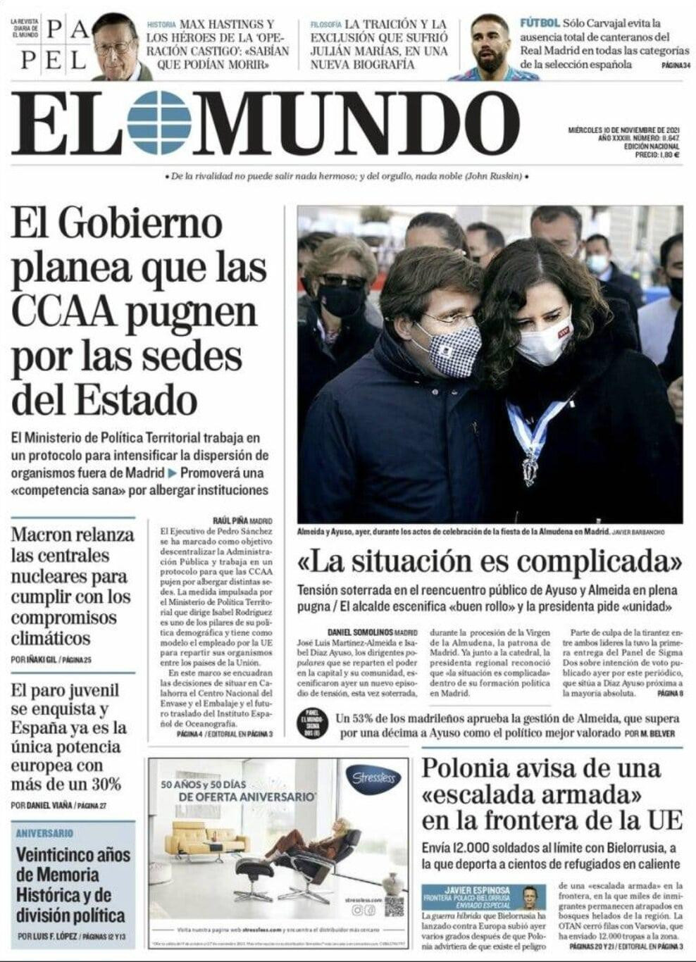 Portada de 'El Mundo' del 10 de noviembre de 2021 / KIOSKO.NET