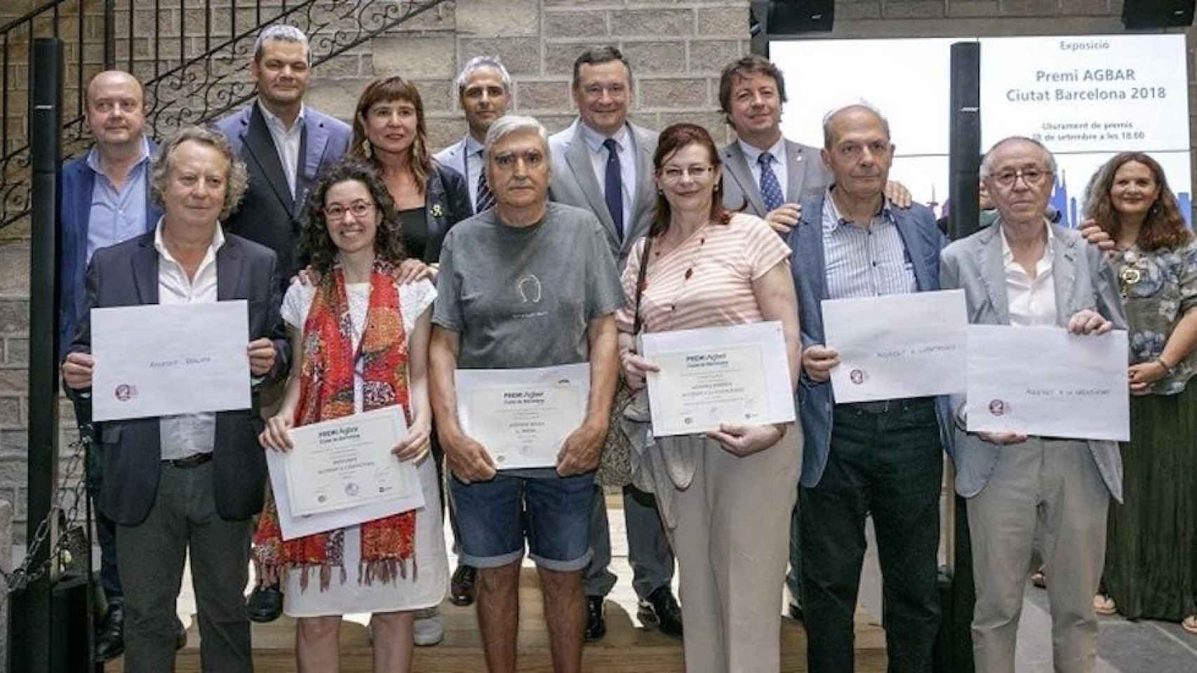 Una imagen de la entrega del Premio Agbar Ciutat de Barcelona 2018 a Antonio Bolea