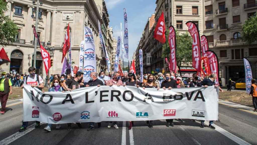 Manifestación contra el ERE en BBVA / EP