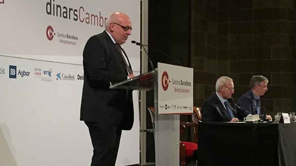 El consejero de Empresa de la Generalitat, Jordi Baiget, durante su conferencia organizada por la Cámara de Comercio de Barcelona / CG