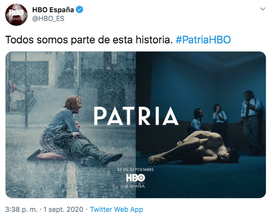 Cartel promocional de la serie Patria, de HBO / HBO