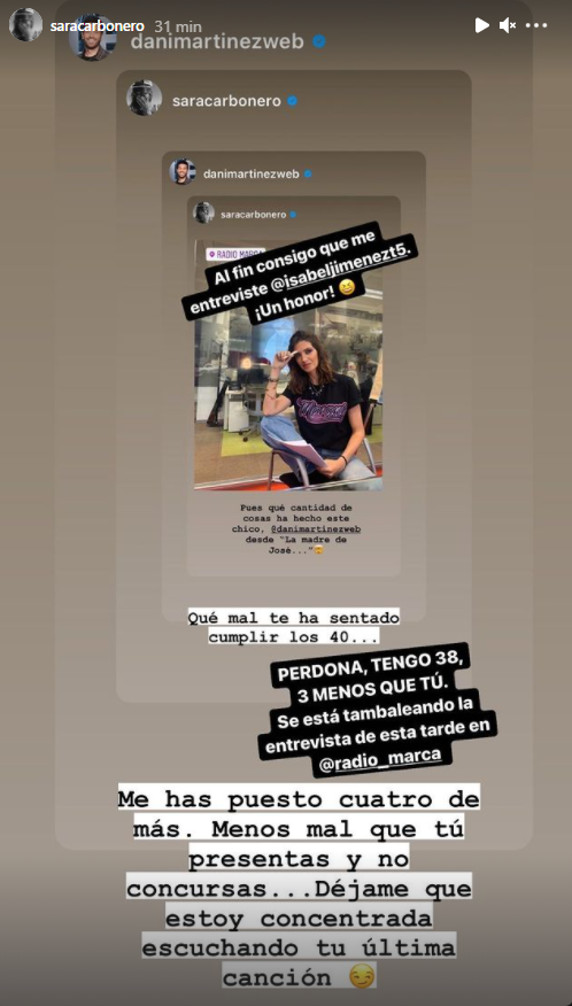 sara carbonero y dani martínez tontean en instagram