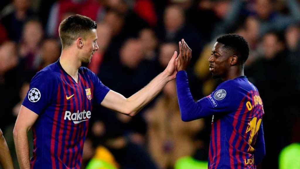 Lenglet y Dembelé, en un partido con el Barça | EFE