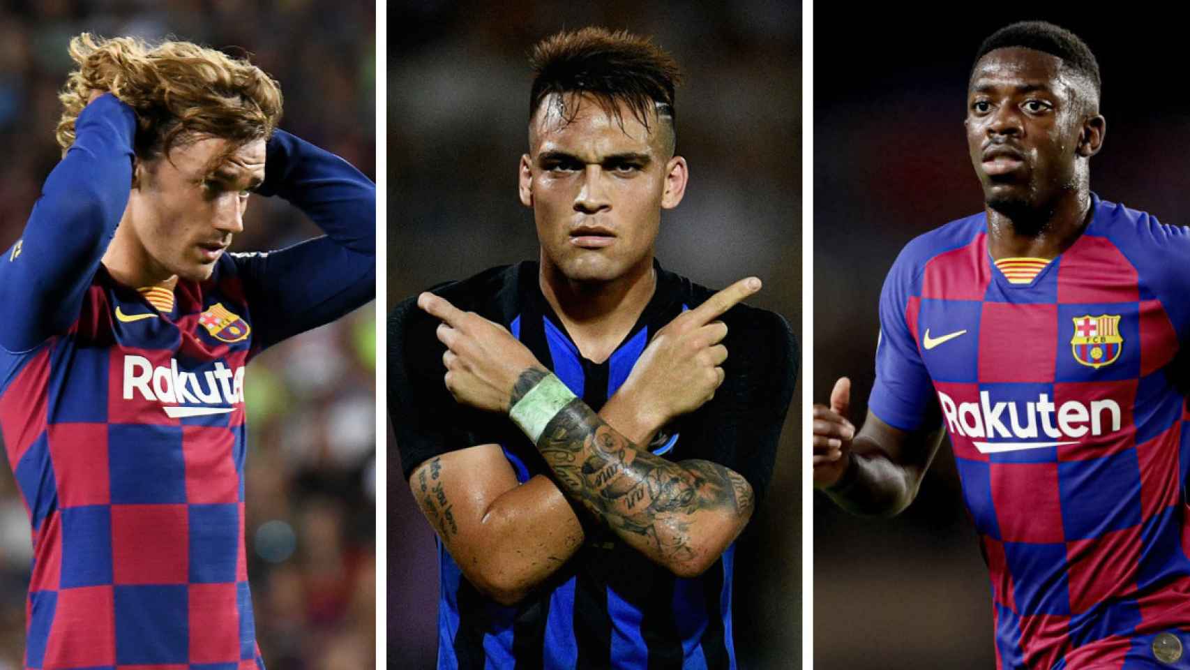 Griezmann, Lautaro y Dembelé en un fotomontaje / Culemanía