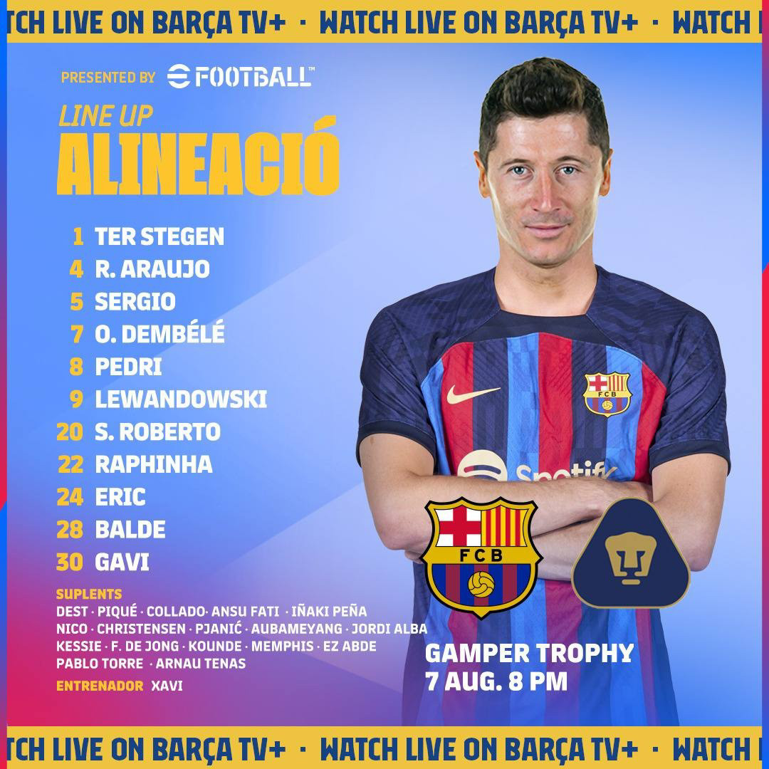 Once del Barça de Xavi para el Gamper / FCB