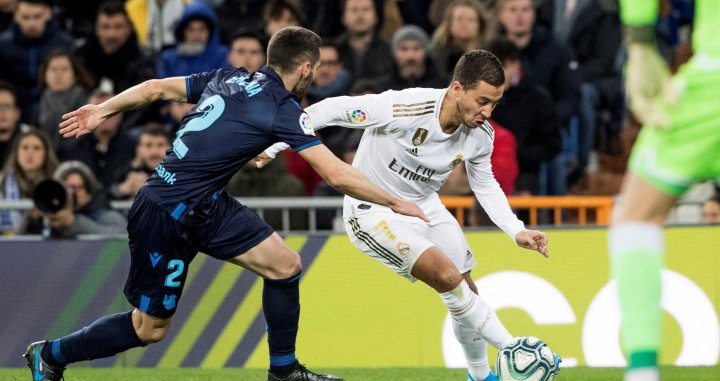 Hazard en un partido con el Real Madrid / EFE