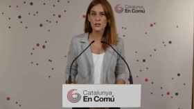 Jessica Albiach, candidata de los Comunes, durante una rueda de prensa telemática / EP