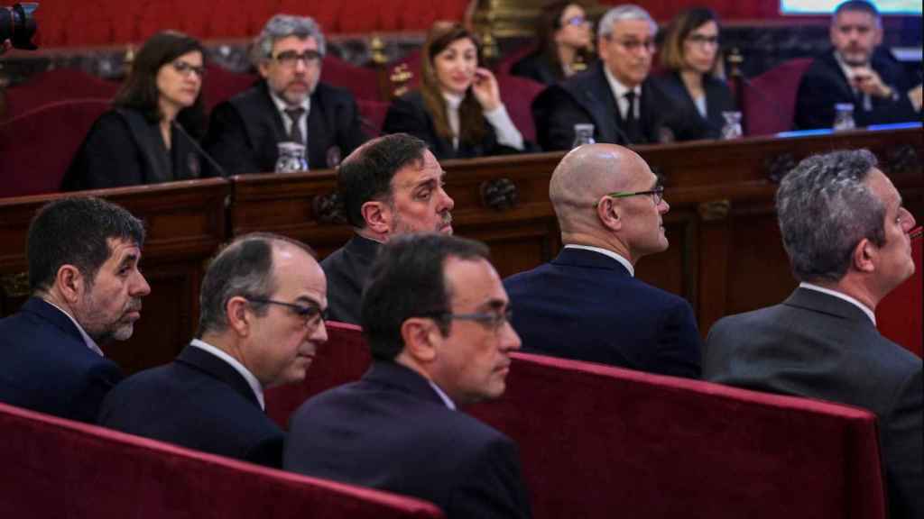 Imagen de los líderes del 'procés' cuando esperaban la sentencia del Tribunal Supremo / EFE