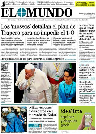 Portada de 'El Mundo' del 29 de noviembre de 2017 / CG