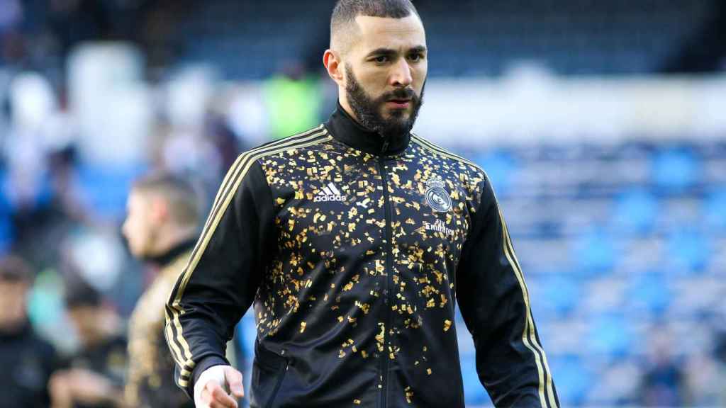 Karim Benzema, calentando antes de un partido con el Real Madrid / EP