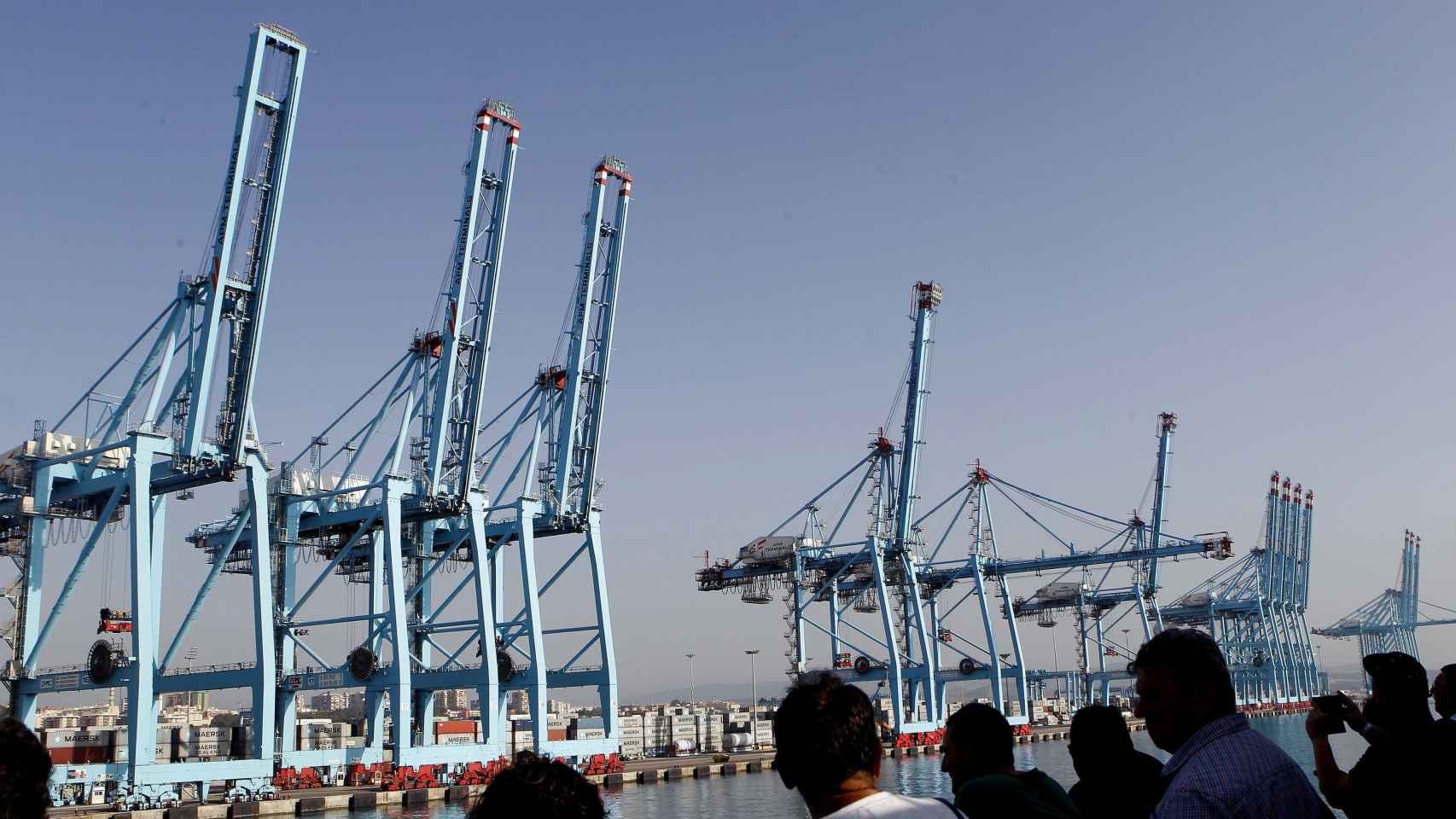 Las grúas de una terminal del puerto de Cádiz, paradas durante una jornada de huelga de los estibadores / EFE