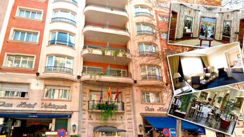 Fachada del Gran Hotel Velázquez de Madrid y el estado actual de sus instalaciones / FOTOMONTAJE DE CG