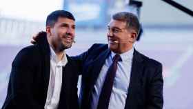 Sergio Agüero y Joan Laporta, durante el acto del argentino / @JoanLaportaFCB