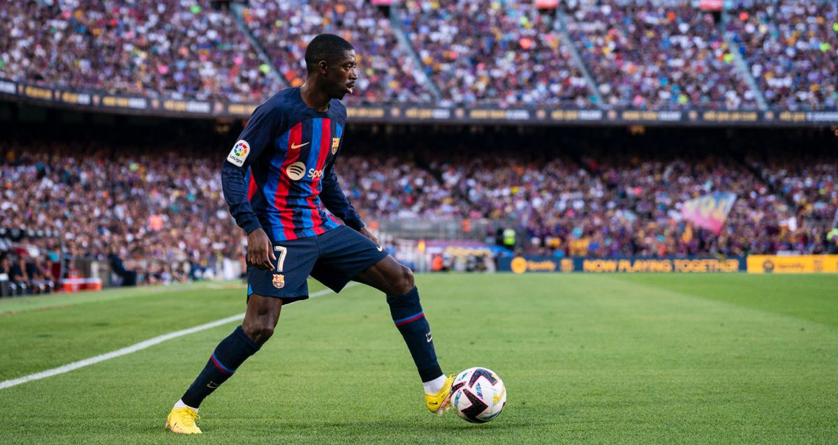 Ousmane Dembelé, con gran madurez, en una acción del partido contra el Real Valladolid / FCB