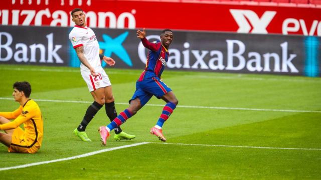 Ousmane Dembelé celebrando su gol contra el Sevilla  / FC Barcelona