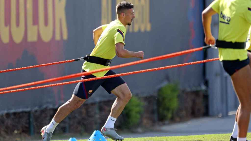 Lenglet entrenándose antes de la visita del Nápoles / FC Barcelona