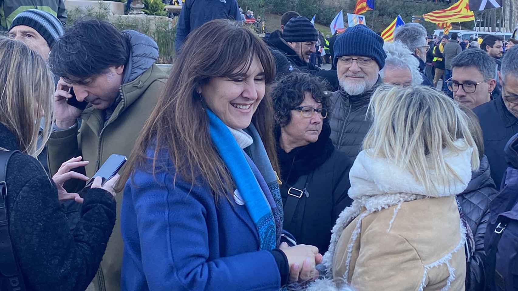 Laura Borràs, en la manifestación contra la cumbre Sánchez-Macron / LUÍS MIGUEL AÑÓN (CG)