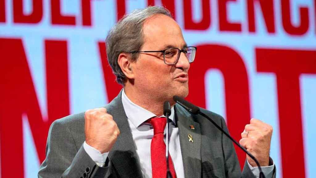 El presidente de la Generalitat, Quim Torra, durante un acto electoral de JxCat / EFE