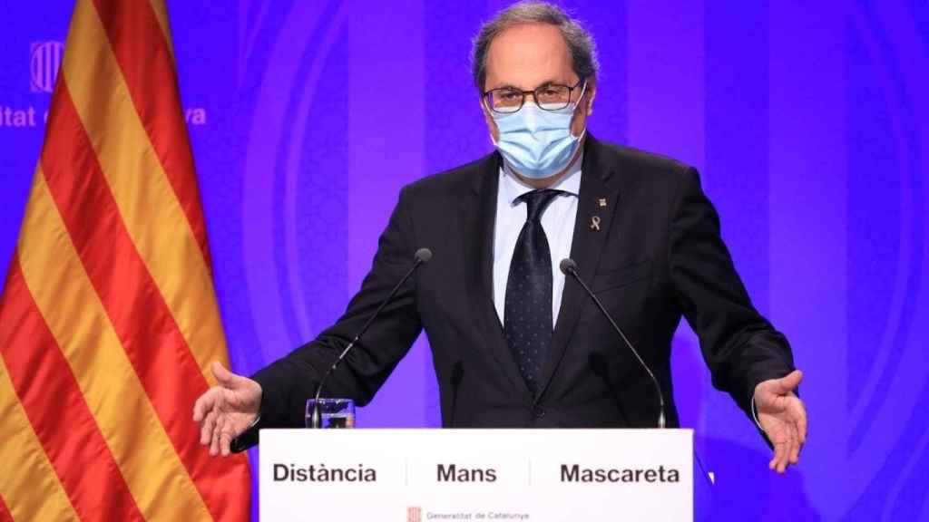 El presidente de la Generalitat, Quim Torra, durante una rueda de prensa / EP