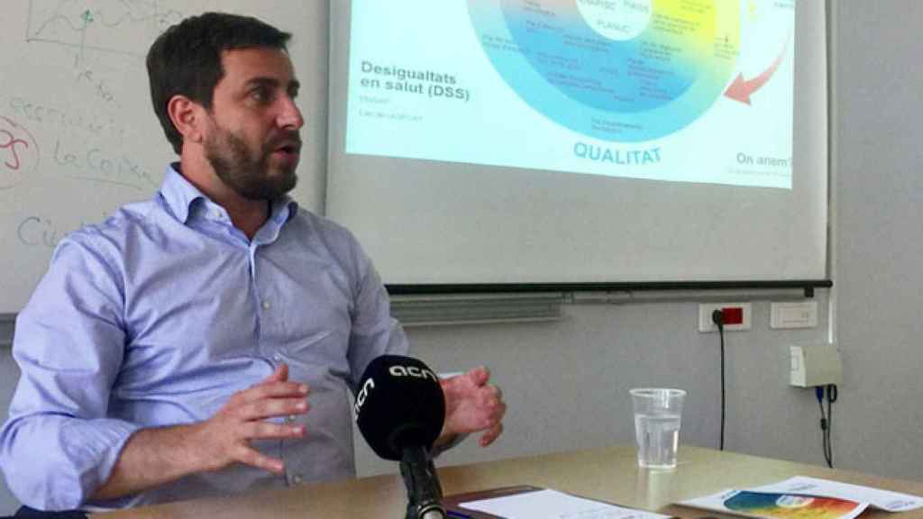 Toni Comín, consejero catalán de sanidad, durante su intervención en la UCE el jueves / CG