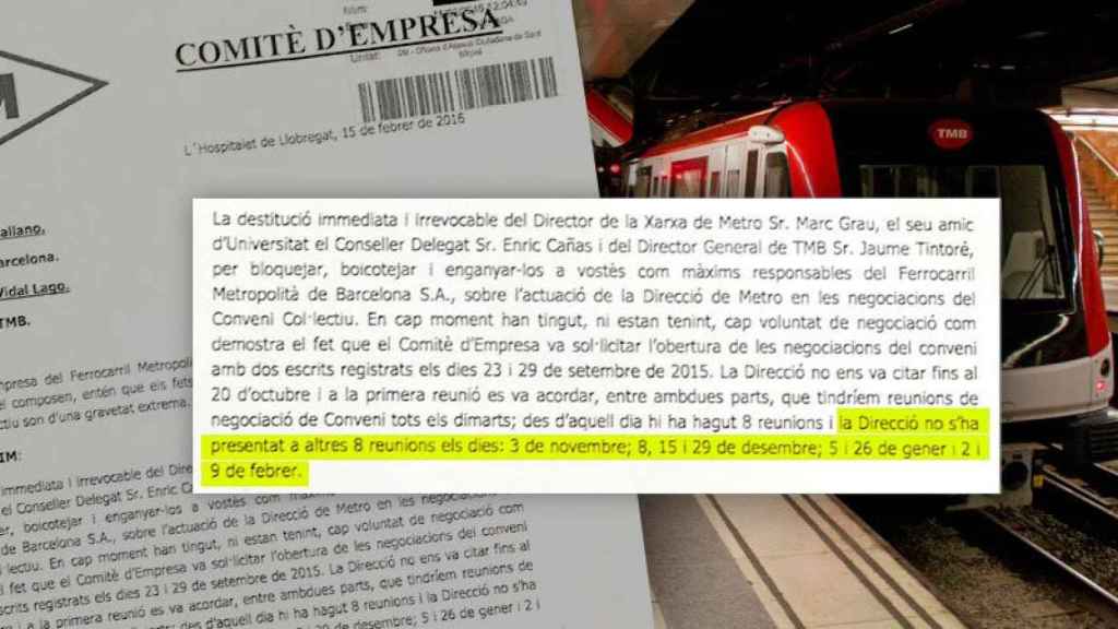 Una carta revela que TMB se ausentó de ocho reuniones de un total de 16 antes de la huelga.