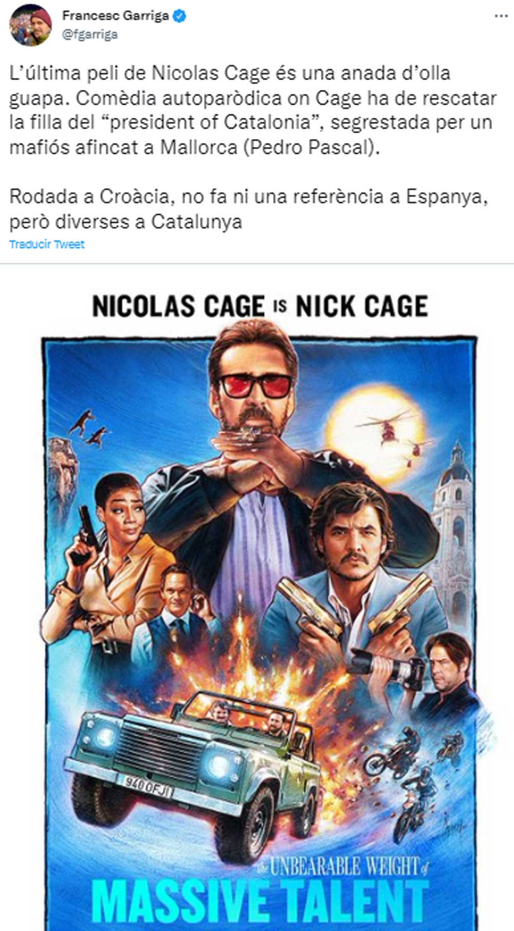 La película de Cage, según el corresponsal de Catalunya Ràdio / TWITTER