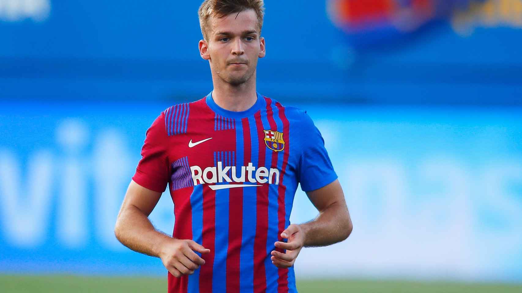 Arnau Comas, defensa del Barça, en el estadio Johan Cruyff/ FCB