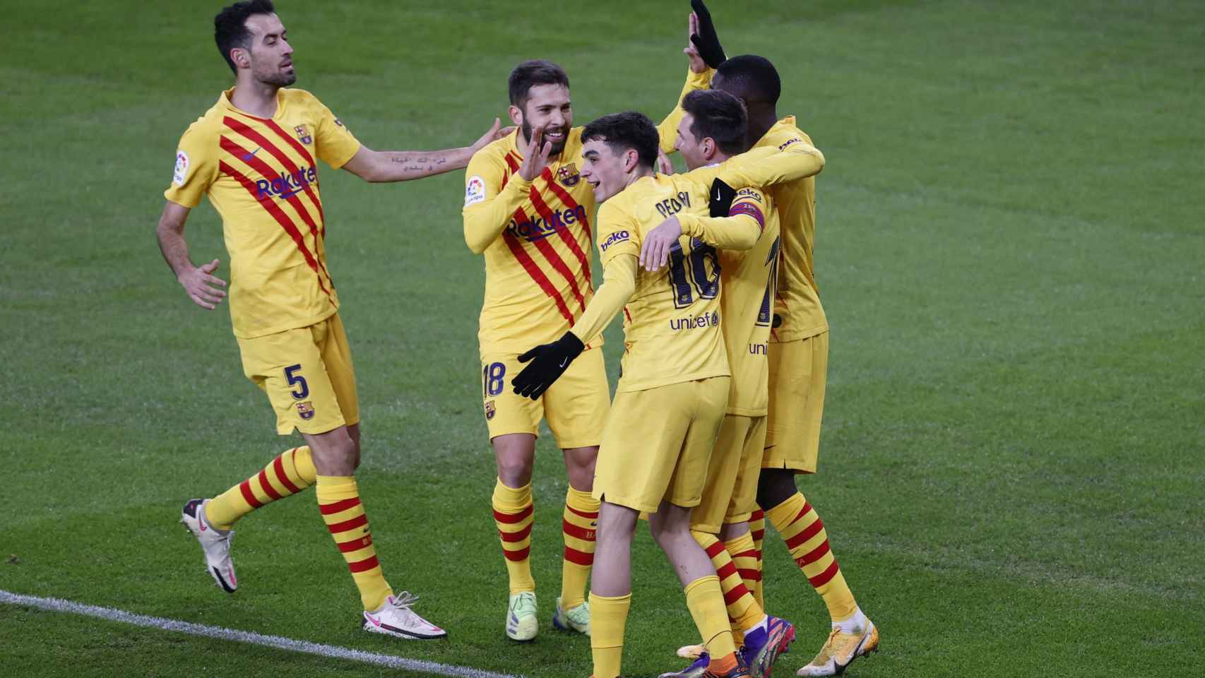 El Barça celebra un gol contra el Athletic / EFE