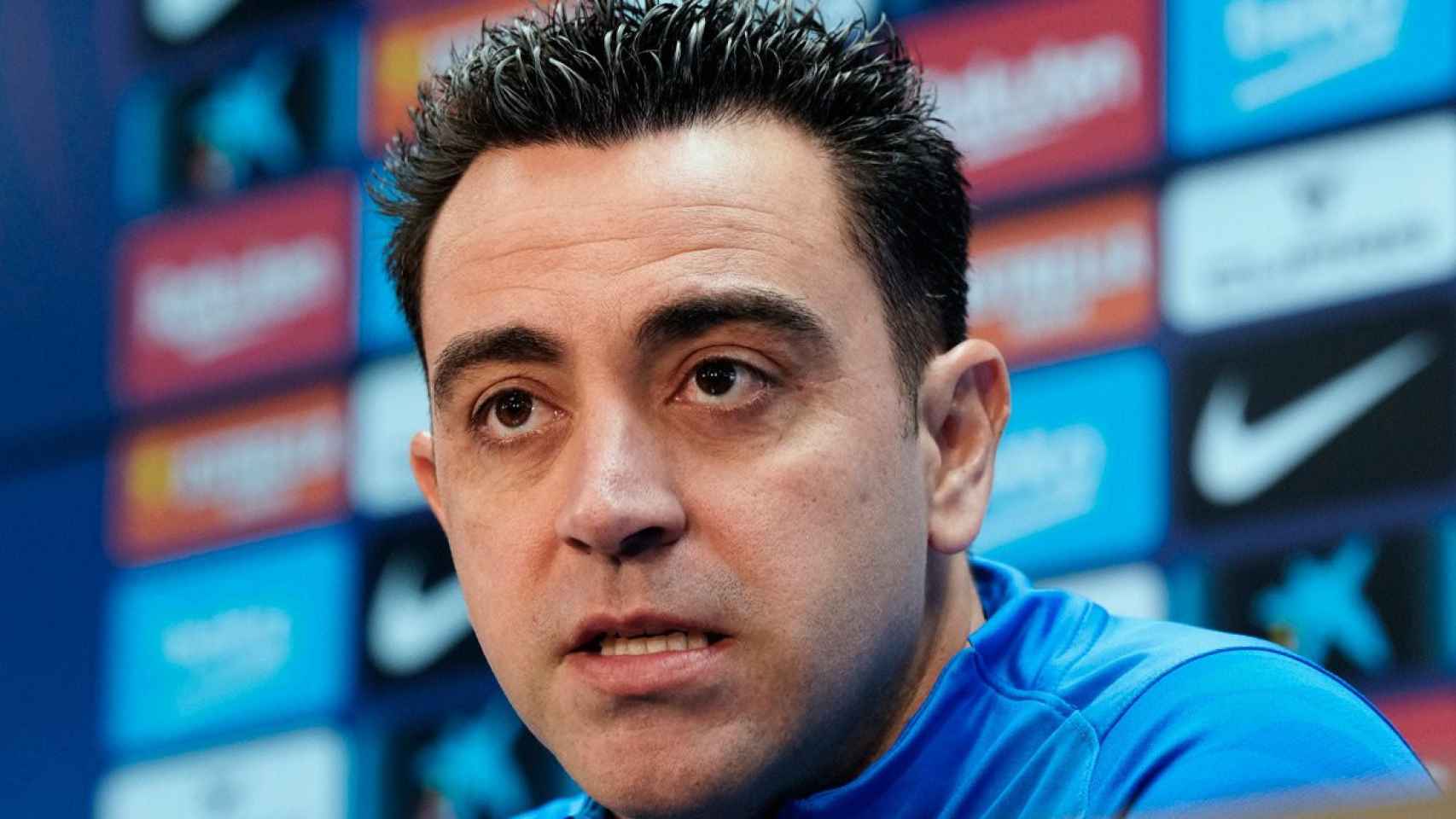 Xavi Hernández, durante la rueda de prensa previa al clásico del Bernabéu / EFE