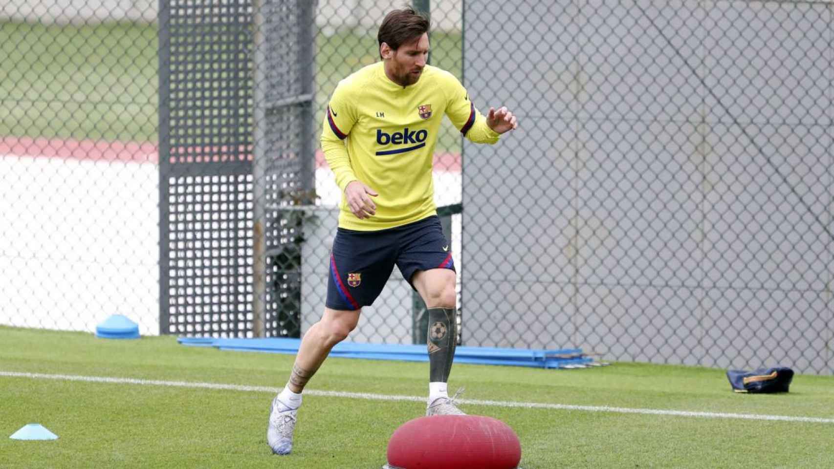 Messi, entrenando de forma individual en las instalaciones del Barça| FCB