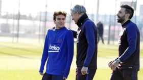 Quique Setién en su primer entrenamiento / TWITTER