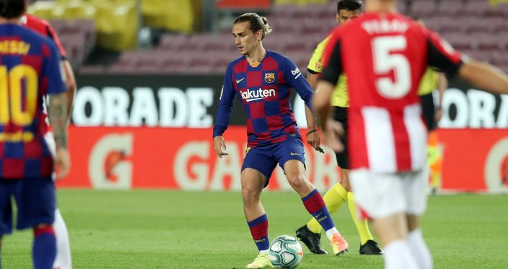 Griezmann durante el Barça-Athletic Club / EFE