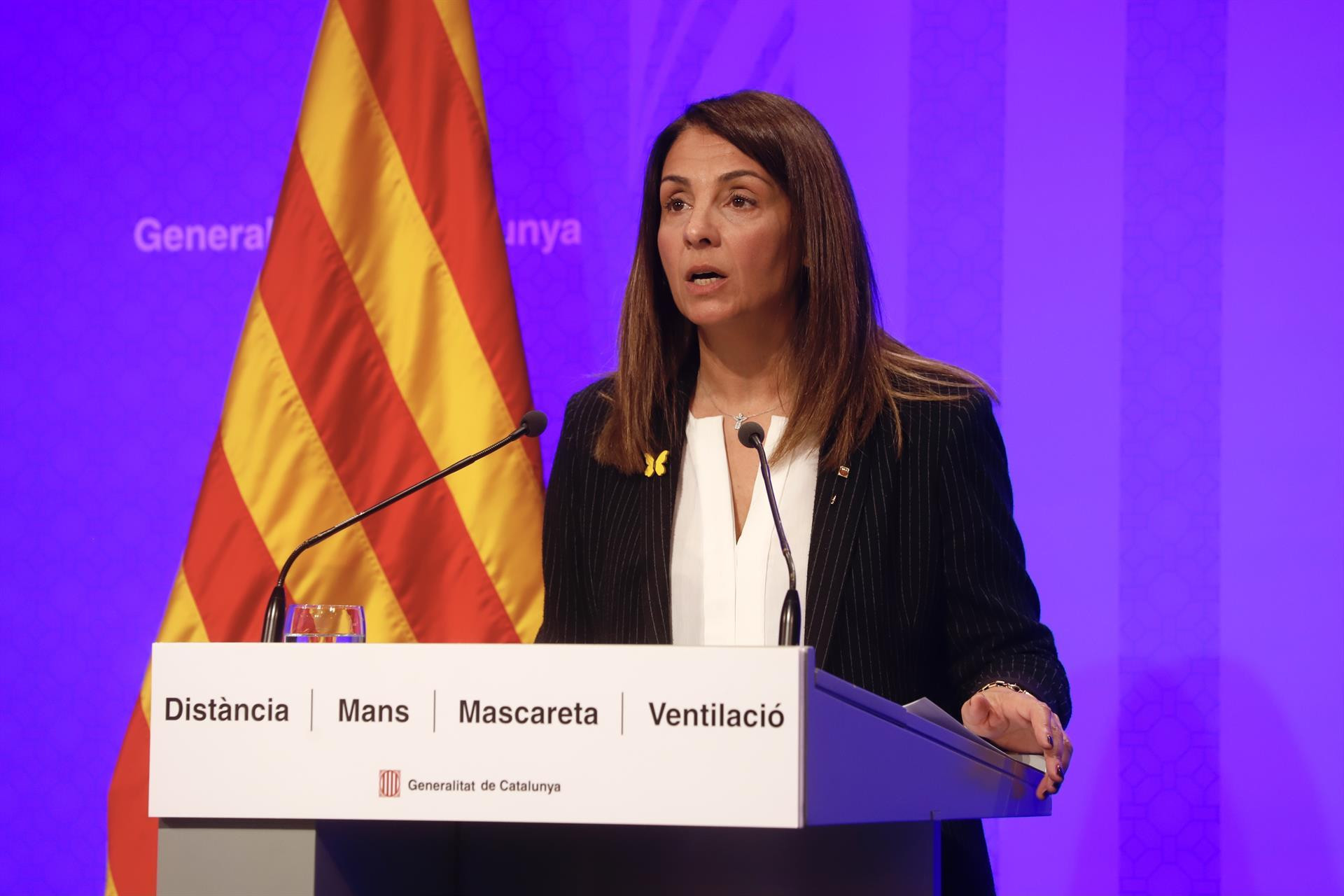 La 'consellera' de Presidencia y portavoz del Govern, Meritxell Budó, en rueda de prensa / GENERALITAT