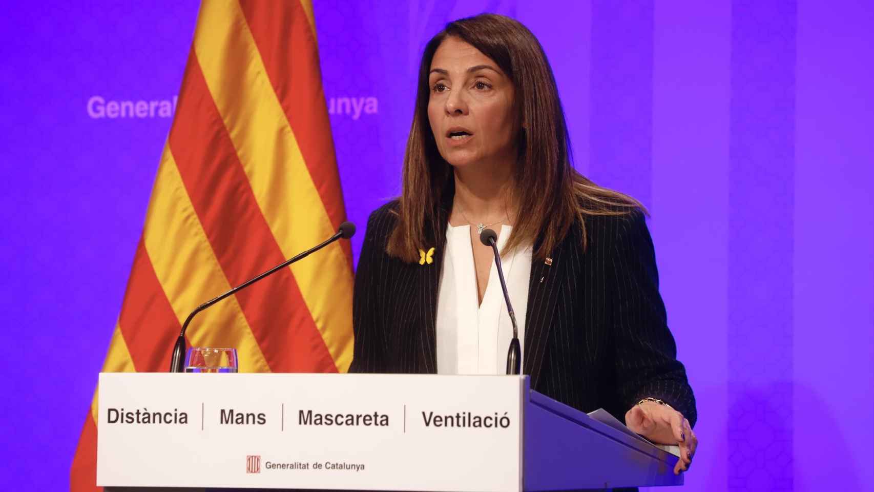 La 'consellera' de Presidencia y portavoz del Govern, Meritxell Budó, en rueda de prensa / GENERALITAT